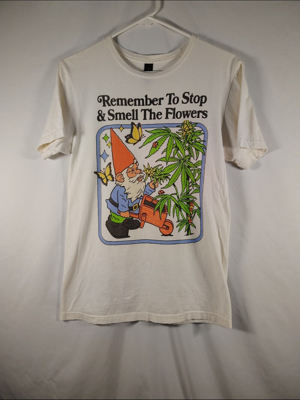 Remember To Stop & Smell The Flowers Graphic Tee - Off White Unisex Sm